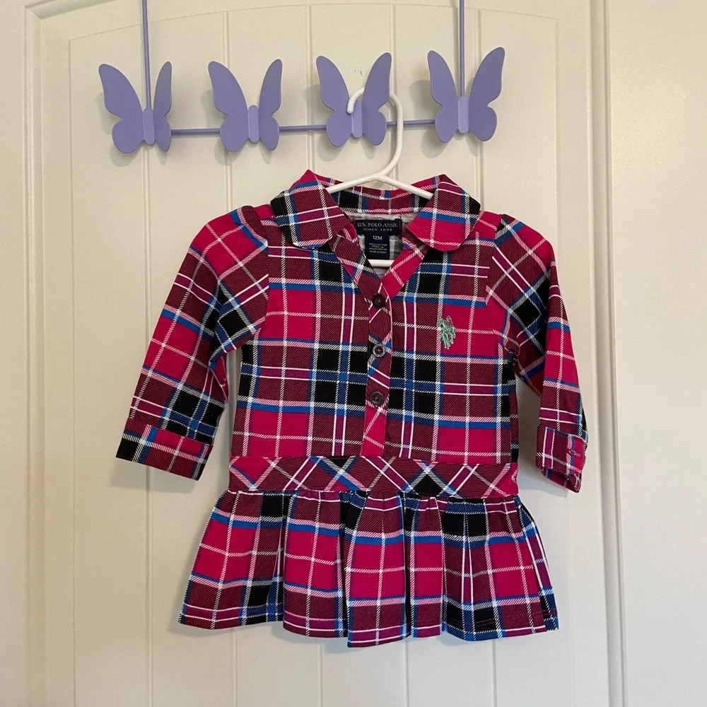EUC | US‎ Polo Assn. baby girl’s plaid dress — 12 months